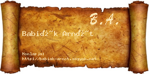Babiák Arnót névjegykártya